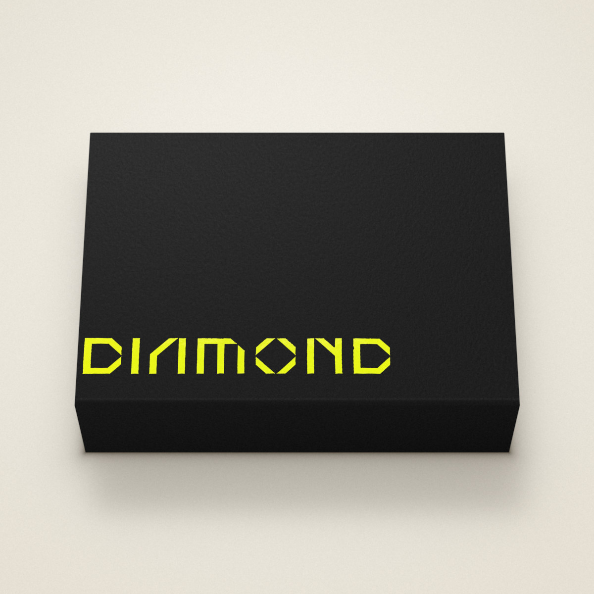 Caixa personalizada com o nome DIAMOND em DTF UV amarelo neon